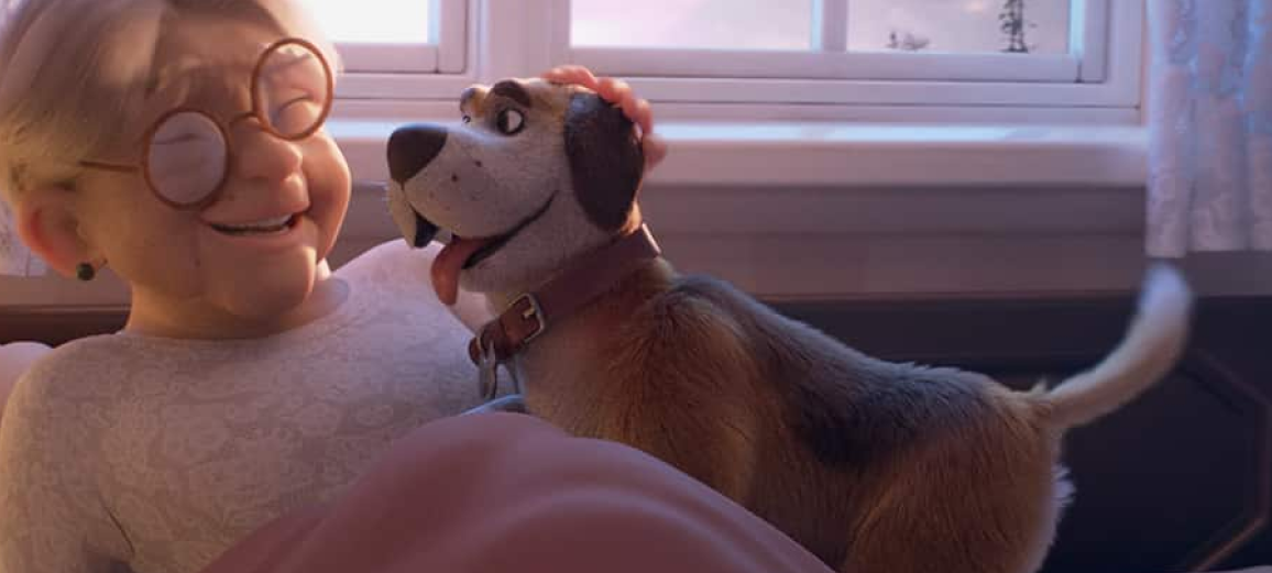 Kvinde glad for at se hund